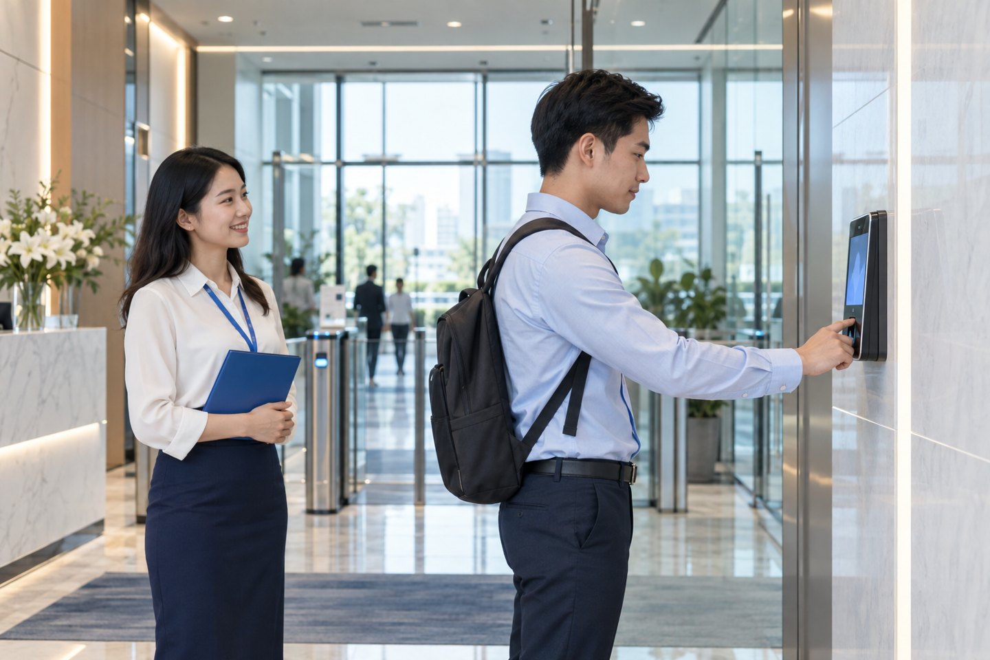 Nhân viên chấm công tại văn phòng
