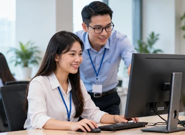 Nhân sự doanh nghiệp Việt Nam làm việc và quản lý thông tin trên hệ thống