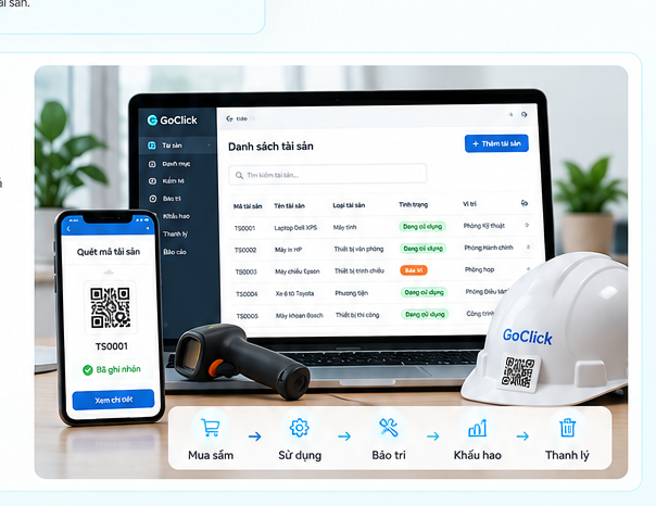 Minh họa GoClick ERP quản lý tài sản và tài sản cố định